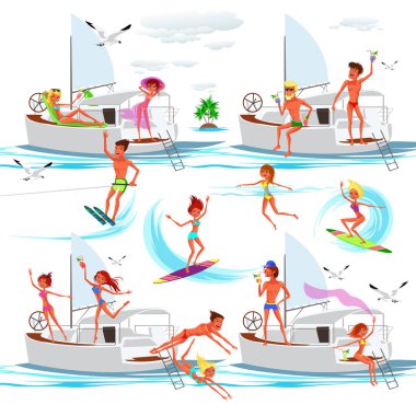 Farklı yaz etkinlikleri ile mutlu yetişkin kümesi