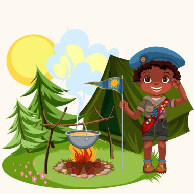 Afro-Amerikan çocuk ateşe yemek