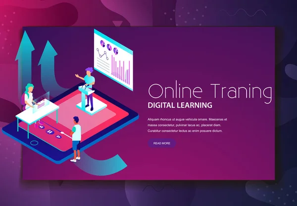 Formación en línea y aprendizaje digital landing page template — Archivo Imágenes Vectoriales