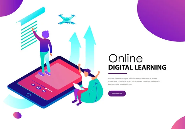 Aprendizaje digital en línea landing page template — Vector de stock