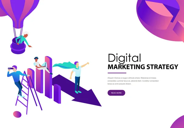 Digitale Marketingstrategie mit Diagramm — Stockvektor