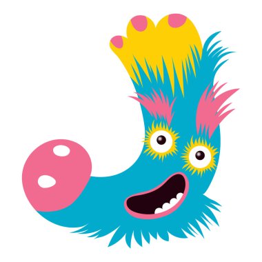 Canavar alfabesinden karikatür büyük harf j