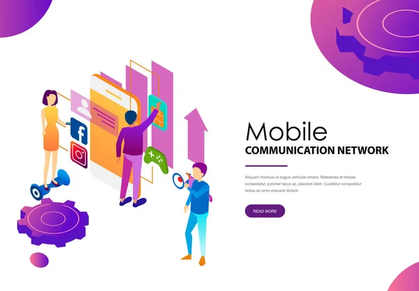 Soziales modernes mobiles Kommunikationsnetzwerk für Menschen — Stockvektor