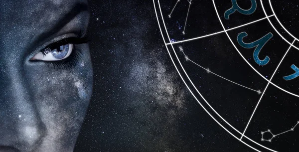 Semnul Horoscopului Berbec Astrologie Femei Noapte Cer Fundal — Fotografie, imagine de stoc