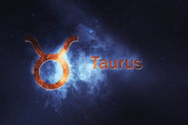 Toros Astroloji işareti. Soyut gece gökyüzü arka plan
