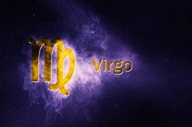 Başak Astroloji işareti. Soyut gece gökyüzü arka plan