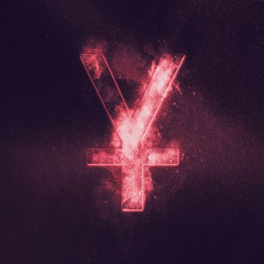 Japon yeni. Japonya Yen. Para para birimi simgesi. Soyut gece gökyüzü arka plan. 