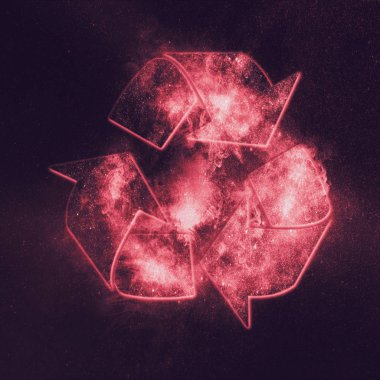 İşareti geri dönüşüm. Soyut gece gökyüzü arka plan