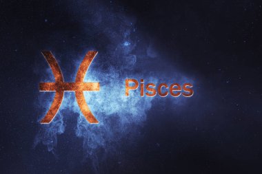 Balık Astroloji işareti. Soyut gece gökyüzü arka plan