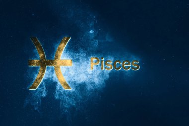 Balık Astroloji işareti. Soyut gece gökyüzü arka plan