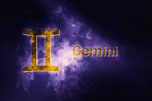 Gemini Astroloji Işareti Soyut Gece Gökyüzü Arka Plan — Stok fotoğraf