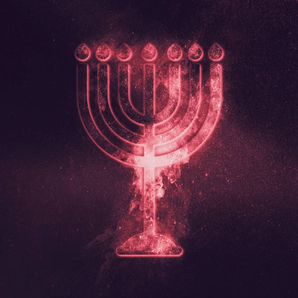 Hanukkah Menorah Sembolü Yedi Kollu Şamdan Yahudilik Sembolü Soyut Gece — Stok fotoğraf