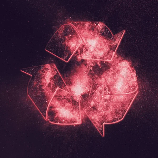 İşareti geri dönüşüm. Soyut gece gökyüzü arka plan