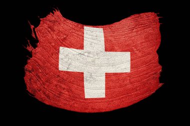 Grunge İsviçre bayrağı. Grunge desenli İsviçre bayrağı. Fırça darbesi.