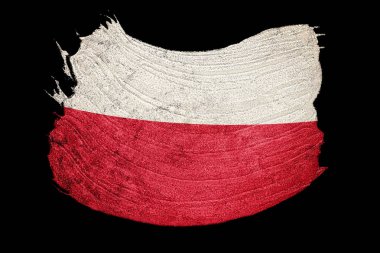 Grunge Polonya bayrağı. Polonya bayrağı grunge desenli. Fırça darbesi.