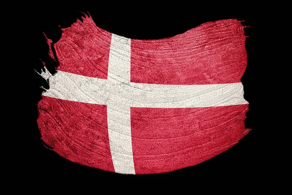 Grunge Danmarks Flagga Danmark Flagga Med Grunge Konsistens Borststroke — Stockfoto