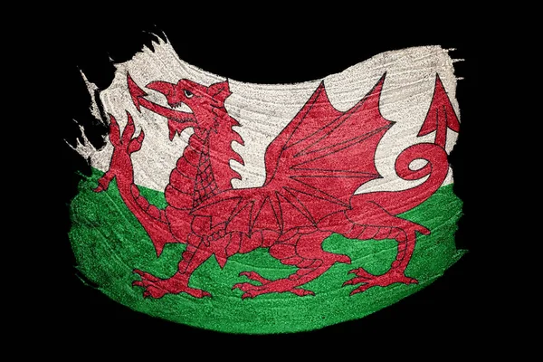 Grunge Walesisk Flagga Walesisk Flagga Med Grunge Konsistens Borststroke — Stockfoto