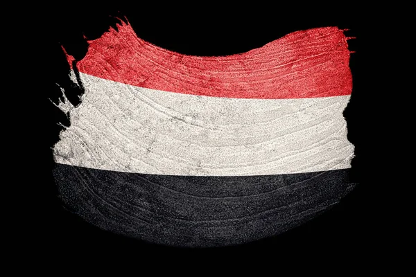 Grunge Jemen Zászlaja Jemen Zászlaja Grunge Textúra Ecsetvonás — Stock Fotó