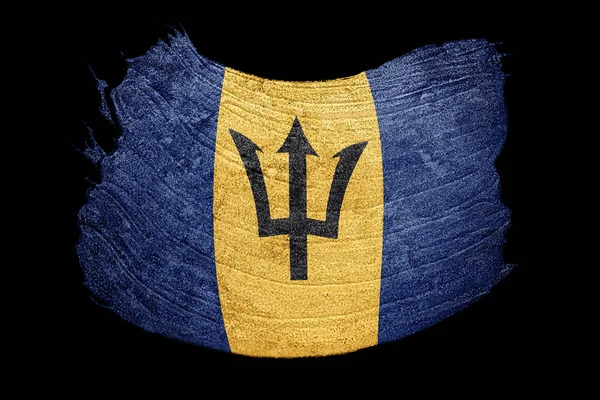 Grunge Barbados Flagga Barbados Flagga Med Grunge Konsistens Penseldraget — Stockfoto