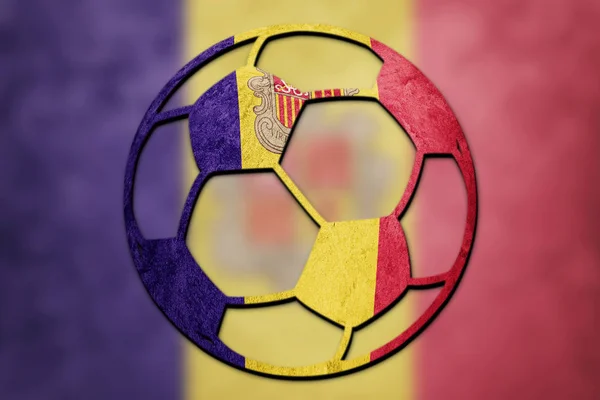 Futball Labda Andorra Zászlaja Andorrai Labdarúgó Labda — Stock Fotó