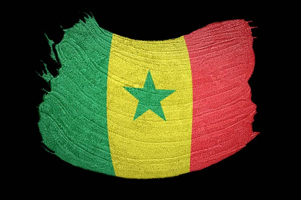 Grunge Szenegál Zászlaja Szenegál Zászlaja Grunge Textúra Ecsetvonás — Stock Fotó