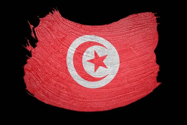 Grunge Tunisien Flagga Tunisien Flagga Med Grunge Konsistens Penseldraget — Stockfoto