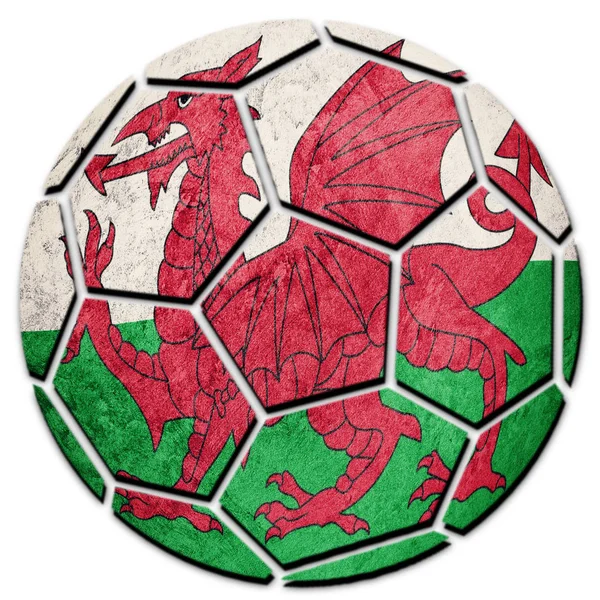 Piłka Nożna Piłka Walijski Flagi Narodowej Piłki Nożnej Walijski — Zdjęcie stockowe