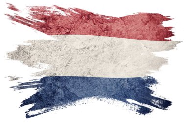 Grunge Nederland bayrağı. Grunge desenli Hollanda bayrağı. Fırça darbesi.