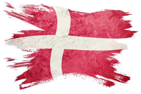 Grunge Danmarks Flagga Danmark Flagga Med Grunge Konsistens Borststroke — Stockfoto