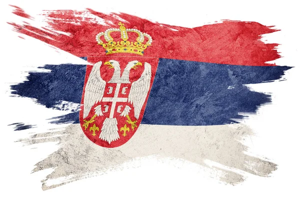 Grunge Serbian Flag Serbia Flag Grunge Texture Brush Stroke — Stock Photo, Image