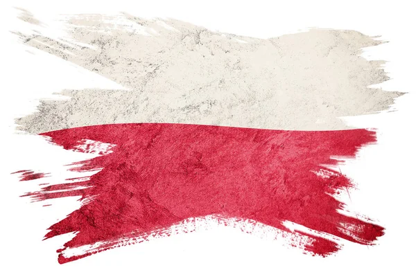 ポーランド国旗を掲揚する ポーランドの国旗にグランジの質感 ブラシストローク — ストック写真