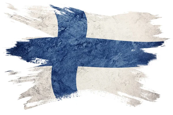 Grunge Finlands Flagga Finland Flagga Med Grunge Konsistens Borststroke — Stockfoto