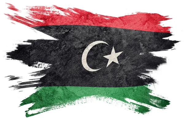 Grunge Libya Flagge Libysche Flagge Mit Grunge Textur Pinselstrich — Stockfoto