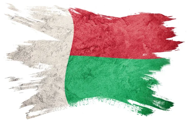 Гранж Мадагаскарский Флаг Флаг Мадагаскара Гранж Текстурой Мазок Кисти — стоковое фото
