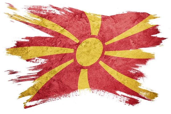 Великий Флаг Македонии Македонский Флаг Гранж Текстурой Мазок Кисти — стоковое фото