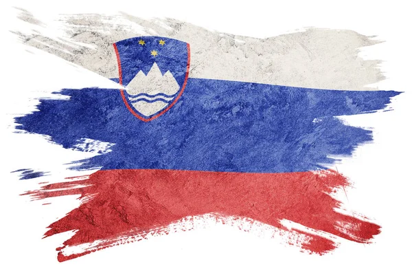 Grunge Sloveniens Flagga Slovenien Flagga Med Grunge Konsistens Borststroke — Stockfoto