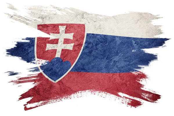 Grunge Szlovák Köztársaság Zászló Szlovák Zászló Grunge Textúrával Ecsetvonás — Stock Fotó