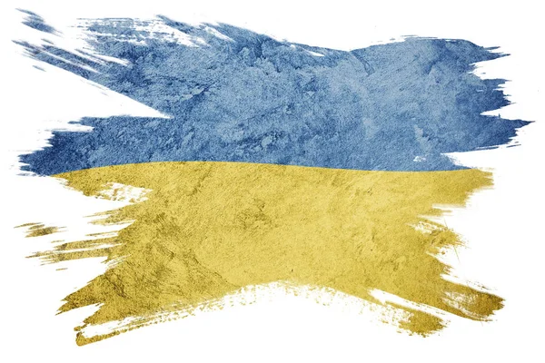 우크라이나 국기를 우크라이 질감으로 깃발을 그린다 브러시 스트로크 — 스톡 사진