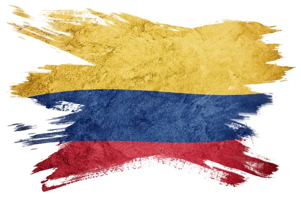 Grunge哥伦比亚国旗 带有格子纹理的哥伦比亚国旗 刷子笔划 — 图库照片
