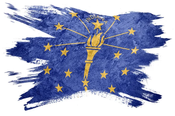 Grunge Indiana Állam Lobogója Alatt Indiana Zászló Ecsetvonás — Stock Fotó