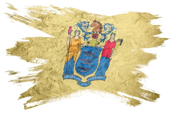 Vlajka Státu New Jersey Grunge Tah Štětcem New Jersey Vlajky — Stock fotografie