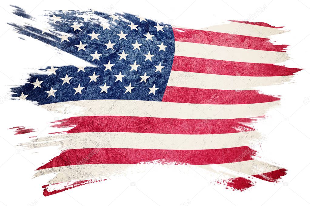 Grunge USA flag. American flag with grunge texture. Brush stroke.