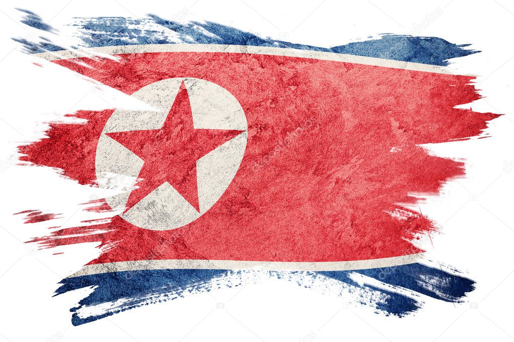 Grunge North Korea flag. North Korea flag with grunge texture. Brush stroke.