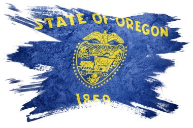 Grunge Oregon devlet bayrağı. Oregon bayrak fırça darbesi.