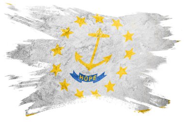 Grunge Rhode Island Eyalet bayrağı. Rhode Island bayrak fırça darbesi.