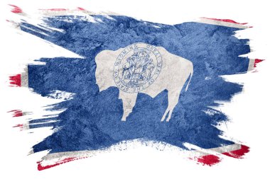 Grunge Wyoming devlet bayrağı. Wyoming bayrak fırça darbesi.