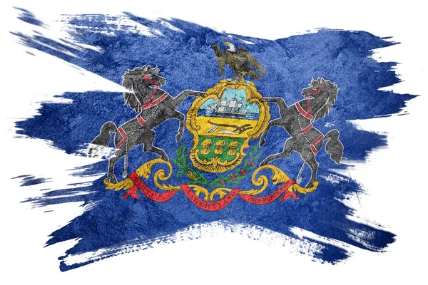 Bandiera Statale Grunge Pennsylvania Pennellata Bandiera Pennsylvania — Foto Stock