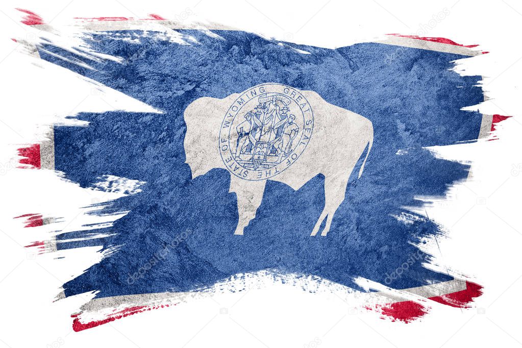 Grunge Wyoming state flag. Wyoming flag brush stroke.