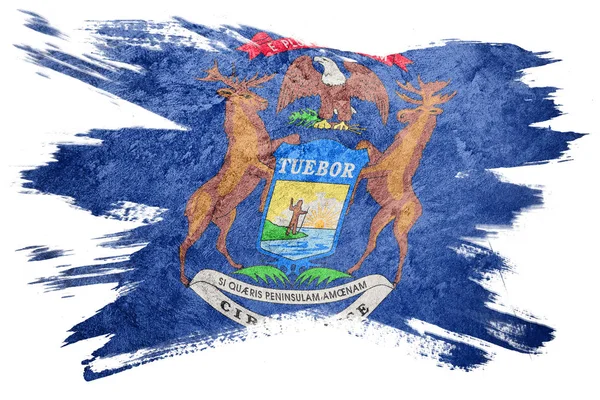 Grunge Michigan Vlag Michigan Vlag Penseelstreek — Stockfoto