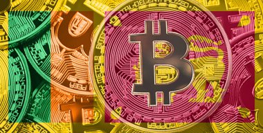 Bitcoin Sri Lanka bayrağı yığını. Bitcoin cryptocurrencies kavramı. BTC arka plan.